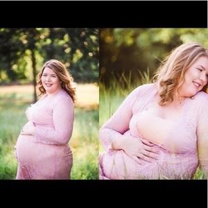 Eyelash Lace Maternity Dress- Rose/Blush/Pink